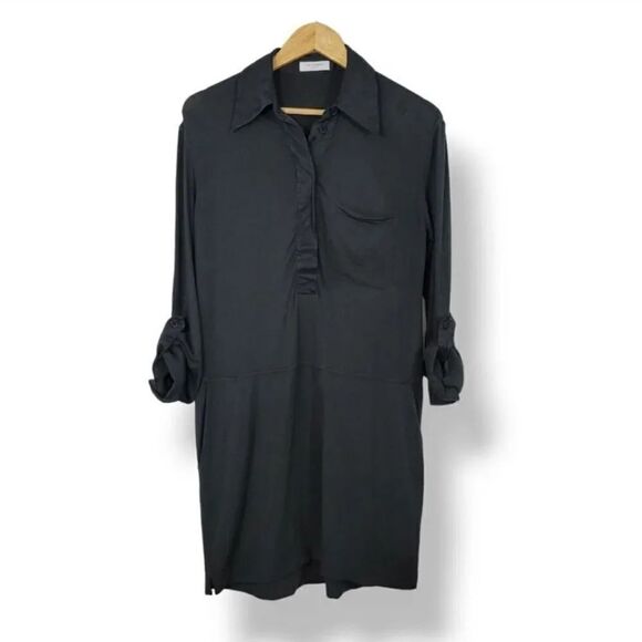Equipment Revolve Mavea Silk and Modal Jersey Knit Dress in True Black Size S - Picture 3 of 11